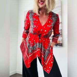 ZARA Asymmetrical Printed Top